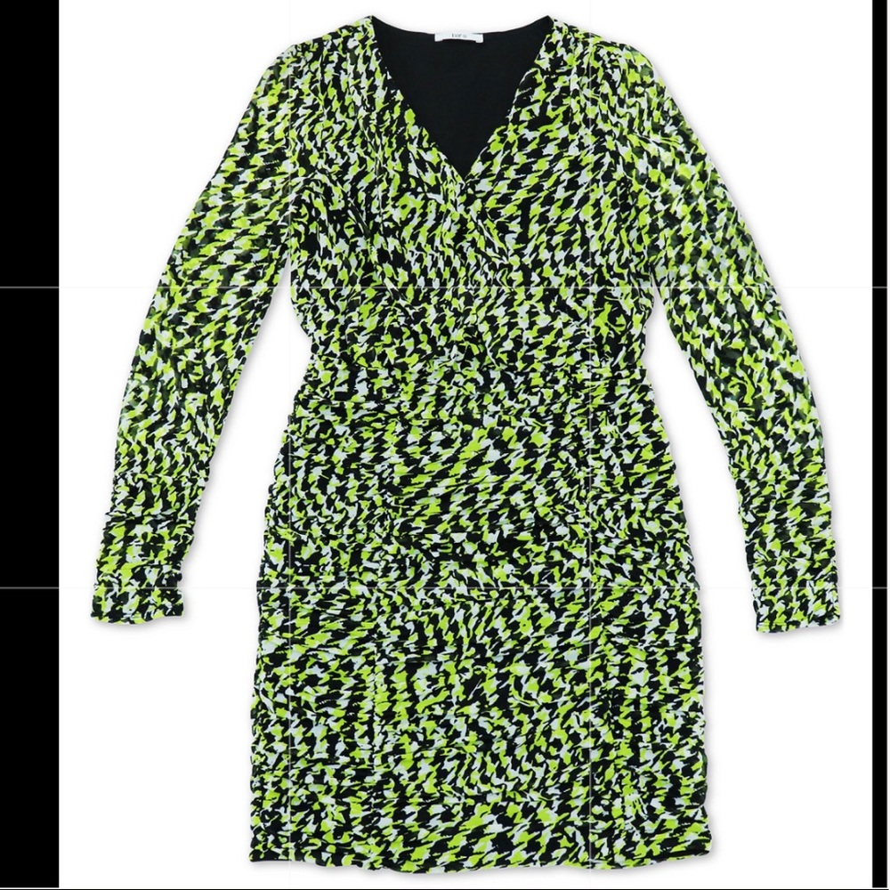 Bar III Ruched Vibrant Print Dress